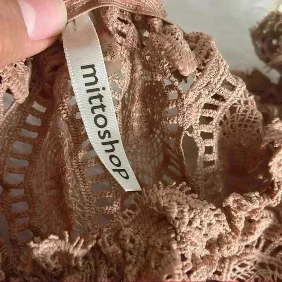 Mittoshop Mauve Off the Shoulder Lace Flare Blouse - Picture 13 of 13